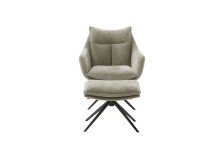 Drehsessel >PARKER< 360° drehbar, Loungesessel inkl. Hocker cappuccino - 76x83x79cm (BxHxT)