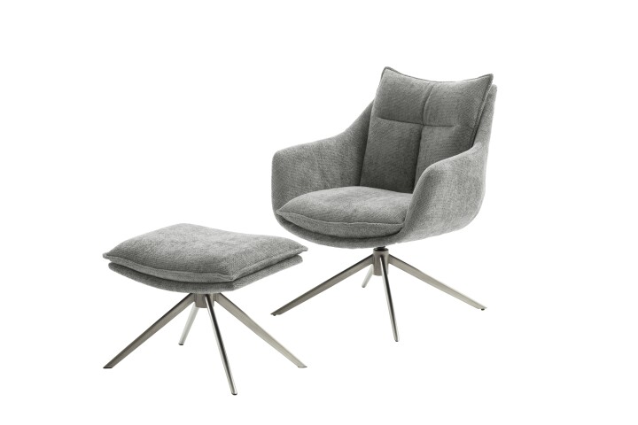 Drehsessel >PARKER< 360° drehbar, Loungesessel inkl. Hocker anthrazit - 76x83x79cm (BxHxT)