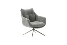Drehsessel >PARKER< 360° drehbar, Loungesessel inkl. Hocker anthrazit - 76x83x79cm (BxHxT)