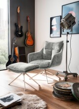 Drehsessel >PARKER< 360° drehbar, Loungesessel inkl. Hocker anthrazit - 76x83x79cm (BxHxT)