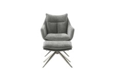 Drehsessel >PARKER< 360° drehbar, Loungesessel inkl. Hocker anthrazit - 76x83x79cm (BxHxT)