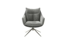 Drehsessel >PARKER< 360° drehbar, Loungesessel inkl. Hocker anthrazit - 76x83x79cm (BxHxT)