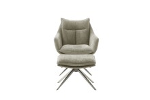 Drehsessel >PARKER< 360° drehbar, Loungesessel inkl. Hocker cappuccino - 76x83x79cm (BxHxT)