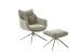 Drehsessel >PARKER< 360° drehbar, Loungesessel inkl. Hocker cappuccino - 76x83x79cm (BxHxT)