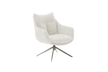 Drehsessel >PARKER< 360° drehbar, Loungesessel inkl Hocker creme - 76x83x79cm (BxHxT)