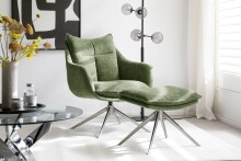 Drehsessel >PARKER< 360° drehbar, Loungesessel inkl. Hocker olive - 76x83x79cm (BxHxT)