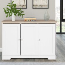 Sideboard >Nantes< in Weiß / Eiche Dekor - 118x80x39cm (BxHxT)