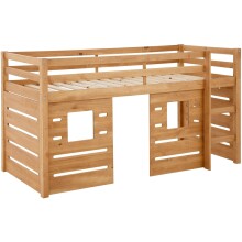 Hochbett >Athen< in Natur, Kiefer - 208x111x103cm...