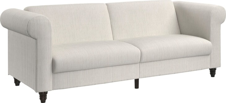 Schlafsofa >Firenze II< in creme-weiß, Cord - 236x83x87cm (BxHxT)