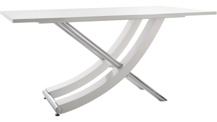 Esstisch >Kassel< Weiß Hochglanz MDF - 160x76x90cm (BxHxT)