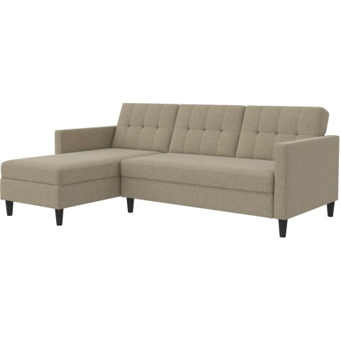 Schlafsofa >Hannover< in Cappuccino, Leinenstoff-Optik - 213x82x153cm (BxHxT)