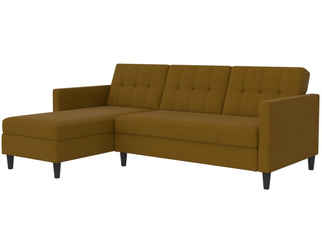 Schlafsofa >Hannover< in Curry, Leinenstoff-Optik - 213x82x153cm (BxHxT)