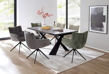 Drehstuhl >LIMONE< (2er-Set) Federkern, in olive - 61x88x63 (BxHxT)