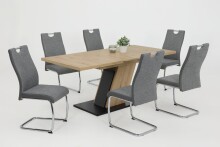 Freischwinger >ALINA S< (2er-Set) mit Griff, Bezug Grau - 43x98x59 (BxHxT)