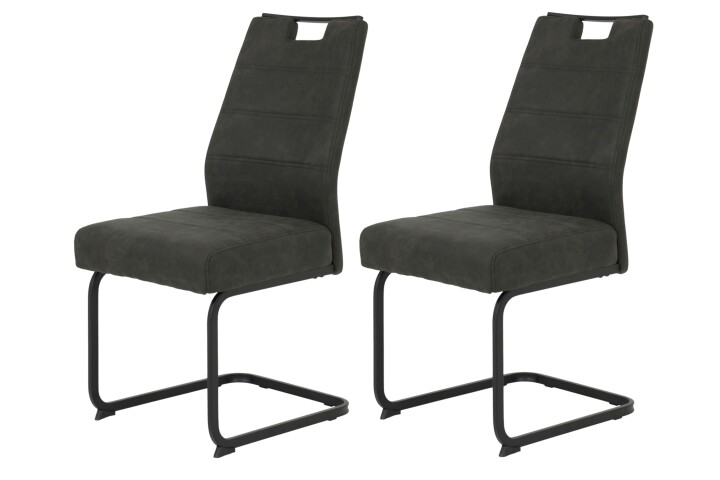 Freischwinger >KERSTIN S< (2er-Set) Federkorb, Griff, Vintage Anthrazit - 49x100x61 (BxHxT)