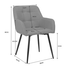 Armlehnstuhl >Bristol< (2er-Set) in Hellgrau, Stoff/Metall - 58x80x61cm (BxHxT)