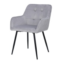 Armlehnstuhl >Bristol< (2er-Set) in Grau, Samt/Metall - 58x80x61cm (BxHxT)