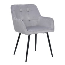 Armlehnstuhl >Bristol< (2er-Set) in Grau, Samt/Metall - 58x80x61cm (BxHxT)
