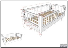 Babymöbel-Set >Buche massiv< (3-teilig) in weiß lackiert - 100x190x55 (BxHxT)