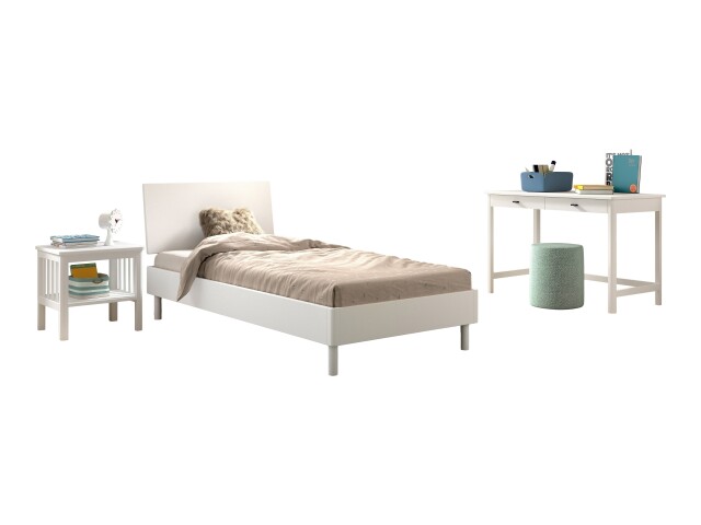 Jugendzimmer-Set >Buche massiv< (3-teilig) in weiß lackiert - 100x190x55 (BxHxT)