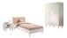 Jugendzimmer-Set >Buche massiv< (3-teilig) in weiß lackiert - 146x190x55 (BxHxT)