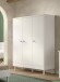 Jugendzimmer-Set >Buche massiv< (3-teilig) in weiß lackiert - 146x190x55 (BxHxT)