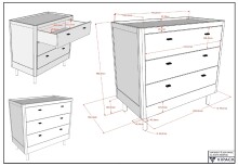 Jugendzimmer-Set >Buche massiv< (4-teilig) in weiß lackiert - 146x190x55 (BxHxT)