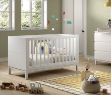Babybett >Eva< in Weiß, Kiefer massiv und MDF...