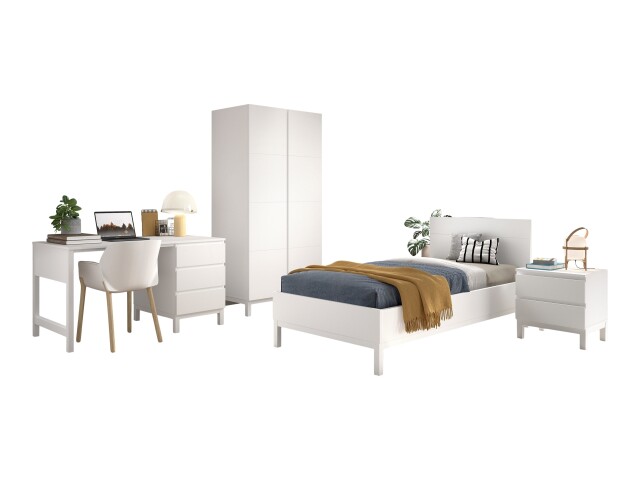 Jugendzimmer-Set >Eva< (4-teilig) in Weiß - 98,5x196,2x57,8 (BxHxT)