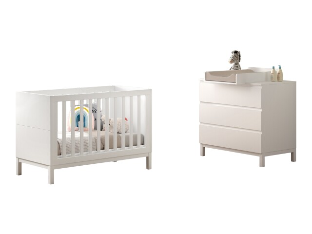 Babymöbel-Set >Eva< (3-teilig) in Weiß - 125x85,2x66,2 (BxHxT)
