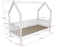 Hausbett >Cabane< in Kiefer natur, Kiefer massiv - 208x169x98cm (BxHxT)