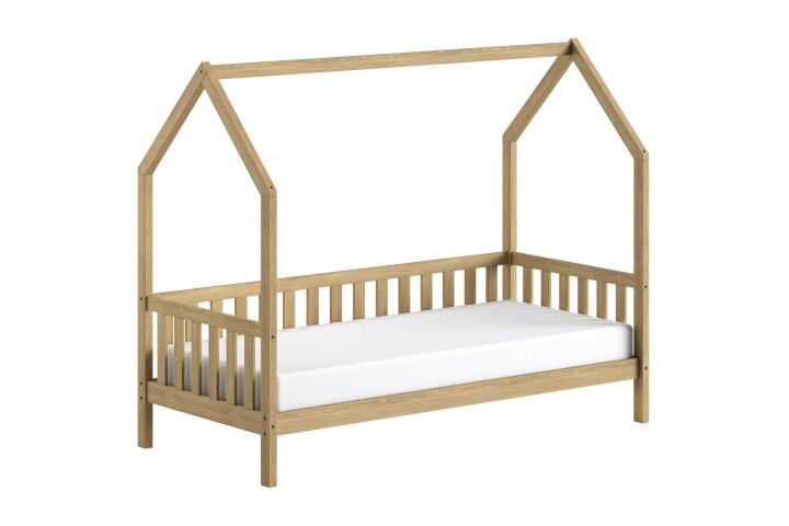 Hausbett >Cabane< in Eiche natur, Eiche massiv - 208x169x98cm (BxHxT)