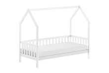 Hausbett >Cabane< Bettschublade, Kiefer weiß, Kiefer teilmassiv - 208x169x98cm (BxHxT)