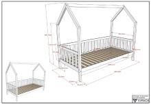 Hausbett >Cabane< Bettschublade, Kiefer weiß, Kiefer teilmassiv - 208x169x98cm (BxHxT)