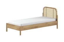 Einzelbett >Olive< in Natur, Rattan und Eiche...