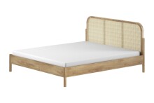Bett >Olive< in Natur, Rattan und Eiche Furnier -...