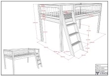Spielbett >Fagus< in Buche massiv, Textilset Spring - 207,5x114x135,5 (BxHxT)