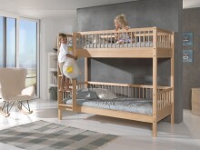 Etagenbett >Fagus< in Buche massiv natur lackiert - 207,5x175,4x97,5 (BxHxT)
