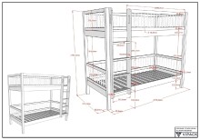 Etagenbett >Fagus< Bettpfosten geteilt, Buche massiv - 207,5x175,4x97,5 (BxHxT)