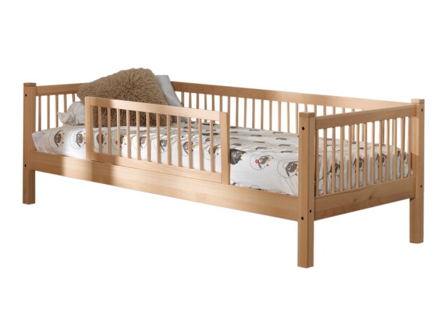 Einzelbett >Fagus< Rausfallschutz, Buche massiv - 207,5x68x97,5 (BxHxT)
