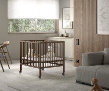 Beistellbett >Dino< in Farbe Nussbaum, Buche massiv...