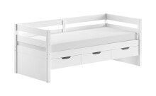 Stauraumbett >Margrit< in Weiß, Kiefer massiv...