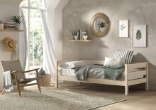 Einzelbett >Margrit< in Milky White, Kiefer massiv...