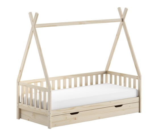 Hausbett >Tipi< Stauram, Kiefer massiv natur - 206x189,3x98cm (BxHxT)