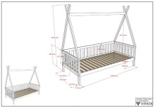 Hausbett >Tipi< in Weiß, Kiefer massiv - 206x189,3x98cm (BxHxT)