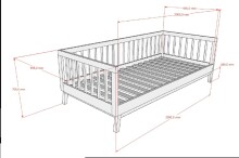 Einzelbett >Sezane< in Farbe Nussbaum, Kiefer massiv - 205x70x95,7cm (BxHxT)