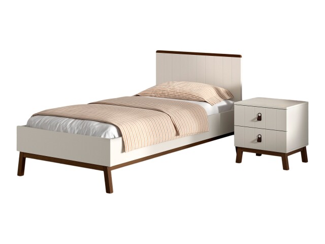 Bettanlage >Sezane< (2-teilig) in Farbe Nussbaum / Clay - 205x90x95,7 (BxHxT)