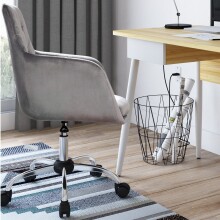 Bürostuhl >Prag< in Grau, Samt - 58x78x54cm...