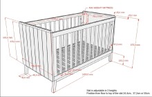Babymöbel-Set >Sezane< (3-teilig) in Clay / Nussbaumfarbig - 145x85x76 (BxHxT)