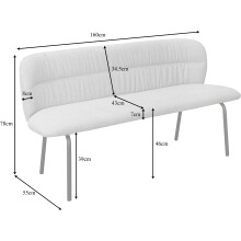 Essbank >Cork< in Grau, Stoff/Metall - 160x78x55cm (BxHxT)